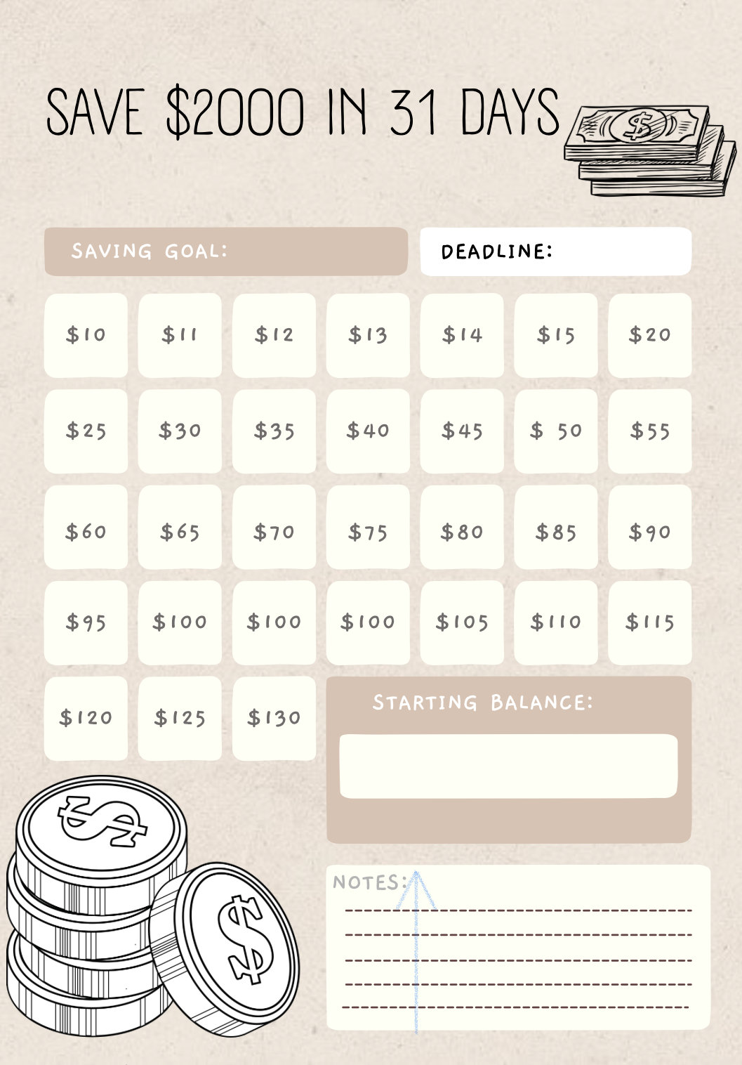 Save 2000 in a Monthmoney Challenge 2k Savings Etsy