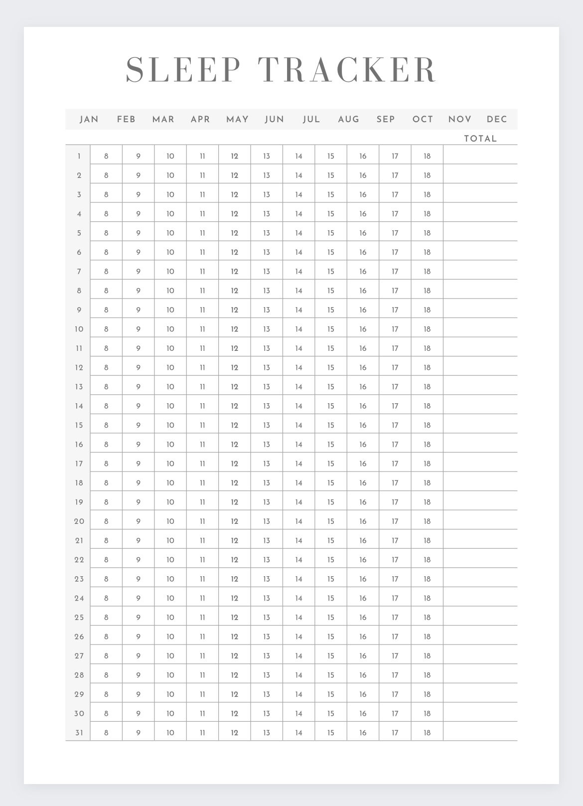 Sleep Tracker Printable,sleep List,weekly Sleep Log,digital Sleep ...