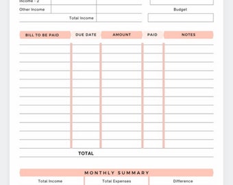 Peachy Monthly Budget Planner, Financial Planning,budget Binder,finance  Planner Printable, Monthly Budget,finance Binder,biweekly Budget 