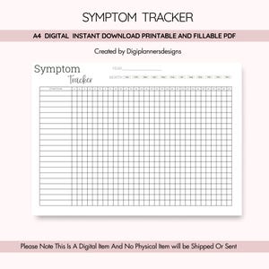 Symptom Tracker,Printable Medical Planner,Medical Diary,Medication Log, Medication Tracker,Medication planner, Pain Tracker,Symptoms Journal