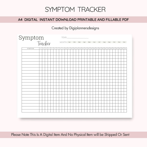 Symptom Tracker,Printable Medical Planner,Medical Diary,Medication Log, Medication Tracker,Medication planner, Pain Tracker,Symptoms Journal