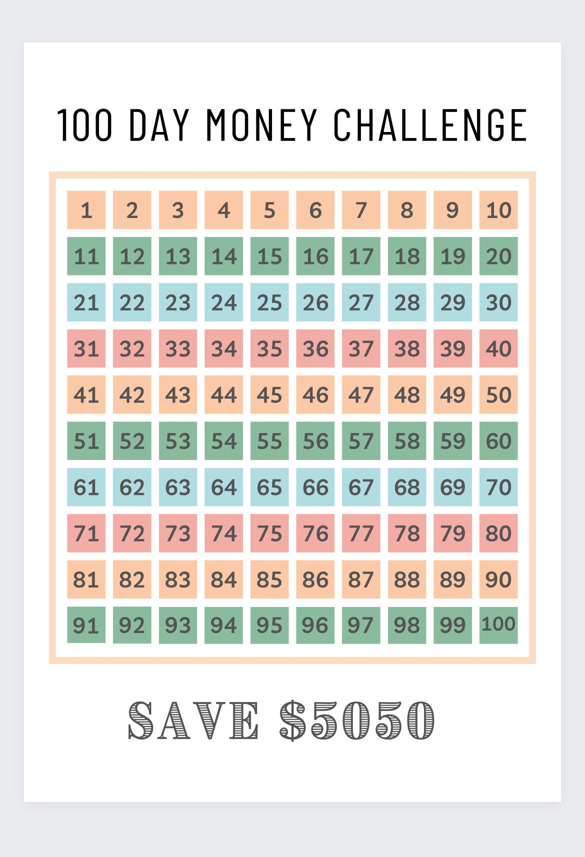 100 Day Money Challenge,money Challenge,savings Challenge,3