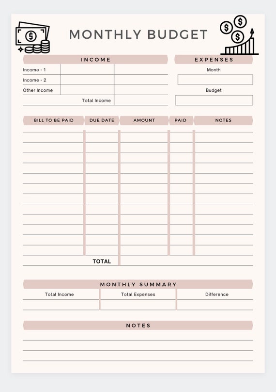 Monthly Budget planner,Printable Budget Planner,Financial Sheet,Budget by  Paycheck,Biweekly Budget,Monthly Budget,Financial Planning