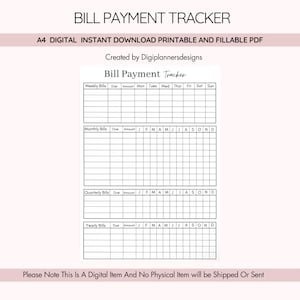 Bills Checklist,Monthly Bill Tracker,Expense Checklist,Budget Planner,Finance Organizer,Payment Due List,Household Finance Organizer image 1
