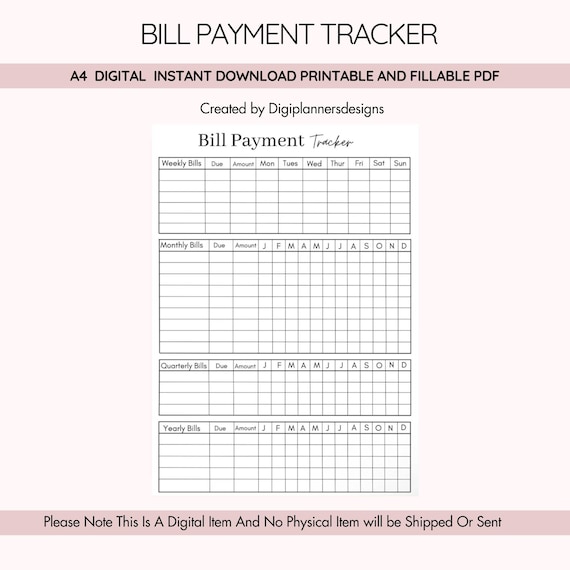 Bills Checklist,Monthly Bill Tracker,Expense Checklist,Budget Planner,Finance Organizer,Payment Due List,Household Finance Organizer