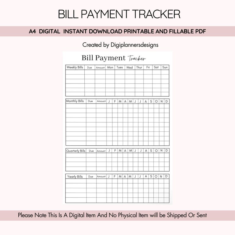 Bills Checklist,Monthly Bill Tracker,Expense Checklist,Budget Planner,Finance Organizer,Payment Due List,Household Finance Organizer image 1