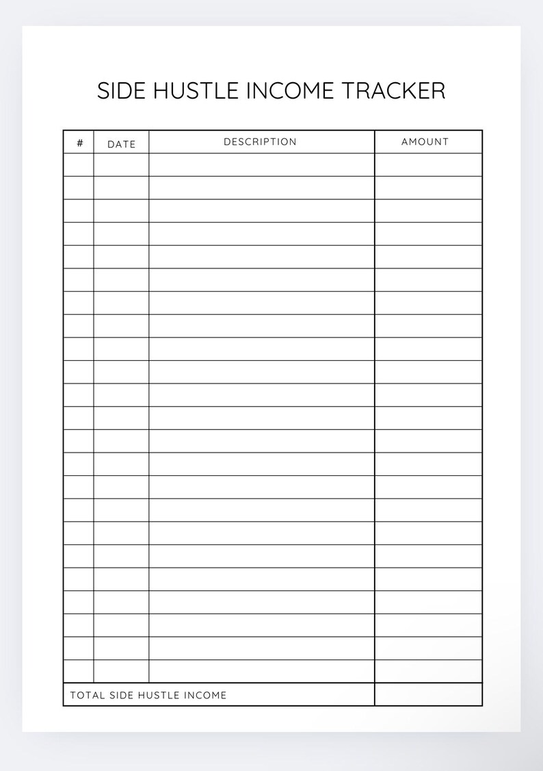 Side Hustle Income Tracker,small Business Profit Tracker, Expense Log ...