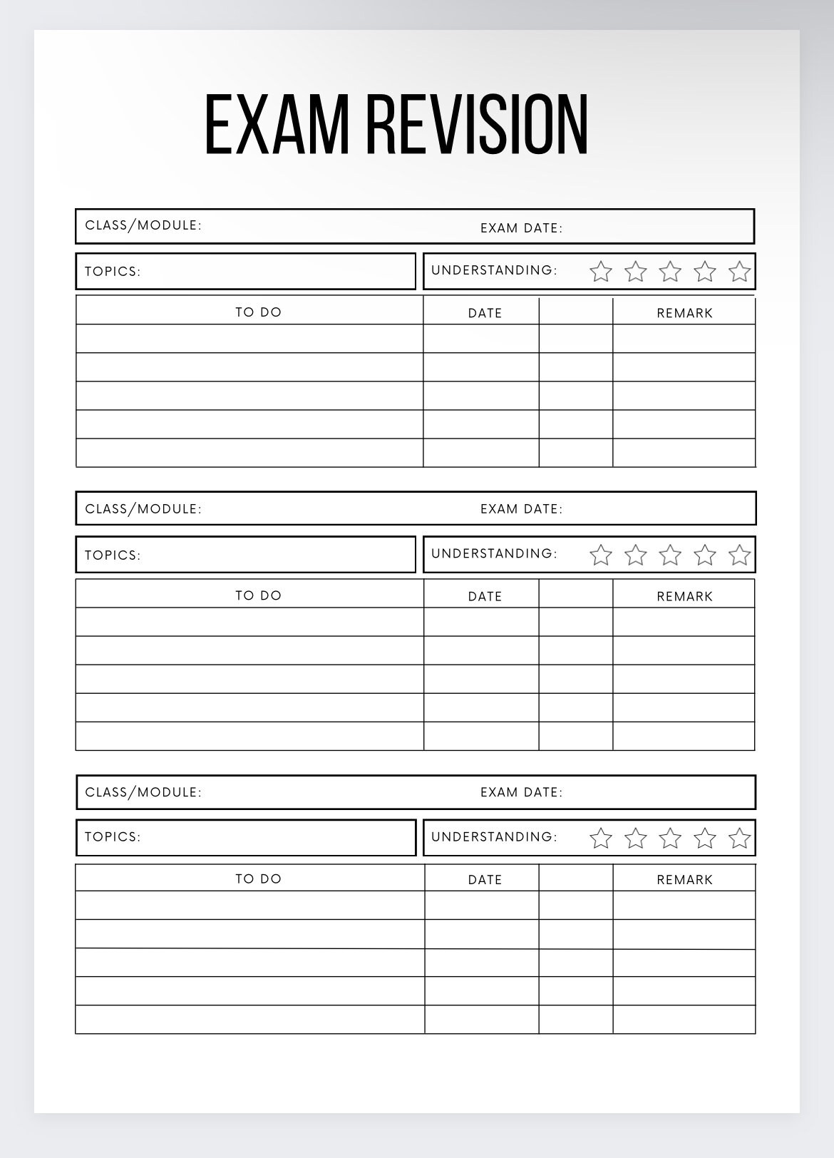 Exam Tracker,exam Revision Planner,assignment Tracker
