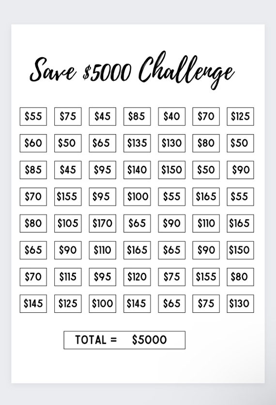 50 dollars chaque semaine, défi d'argent de 52 semaines, défi d