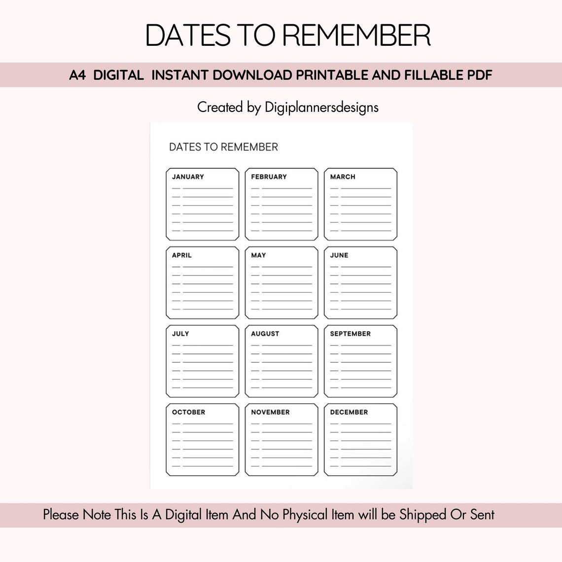 Dates to Remember Form,special Occasions Tracker,important Dates