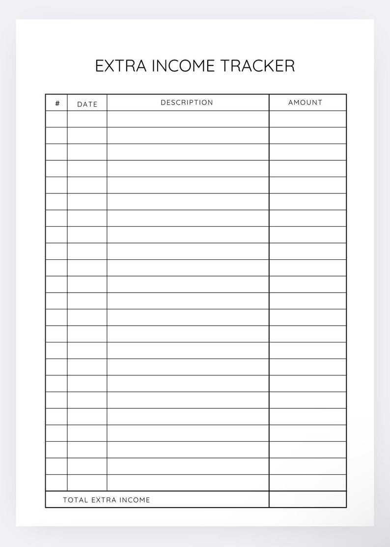 Extra Income Tracker,side Hustle Earnings Log,freelance Income Planner ...