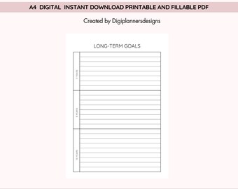 Long Term Goals Planner, 3,5,10 ,Year Goals Planner, Dream Life Organizer, Future Planning Workbook, Personal Growth Planner,Long Term Goals