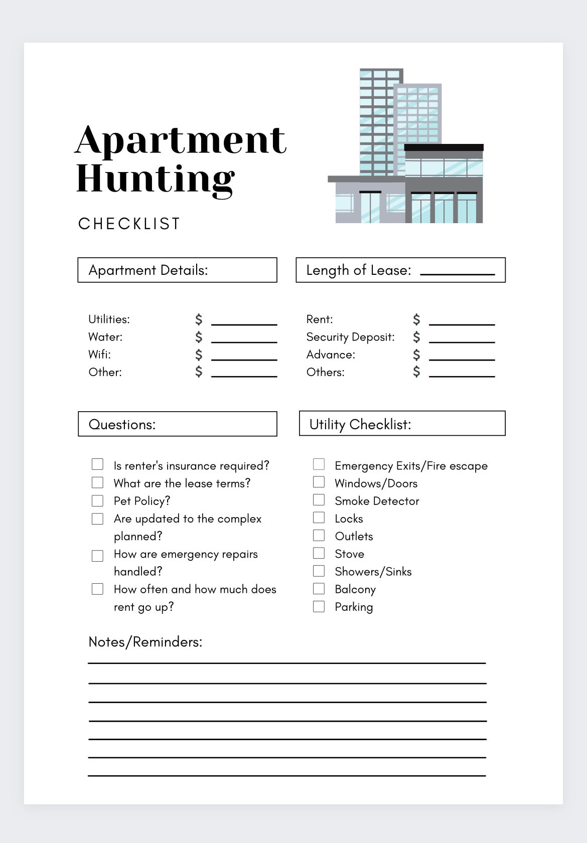 Apartment Checklistnew Home Checklistnew Home Etsy UK