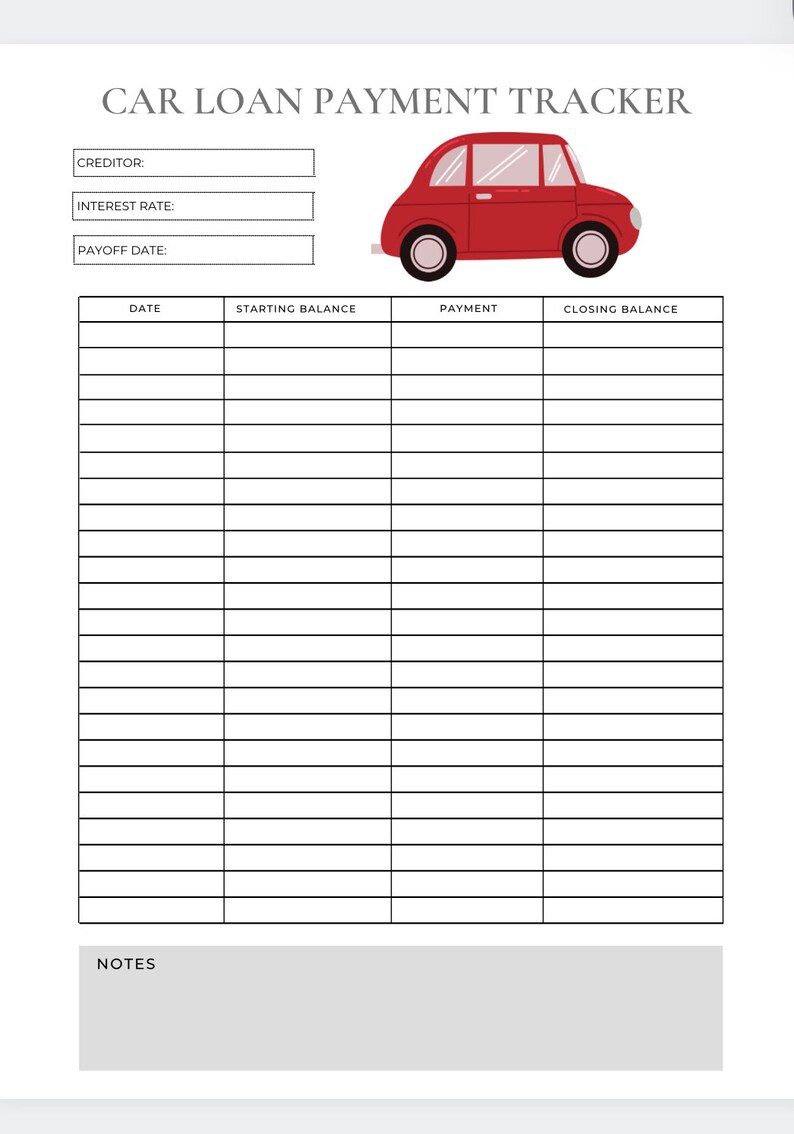 Car Loan Payment Trackercredit Card Payoffdebt Trackerdebt - Etsy