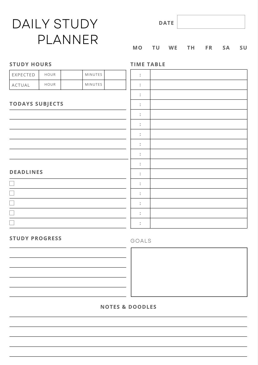 直営店に限定 Study Planner Printable,study Planner,assignment Tracker 手帳