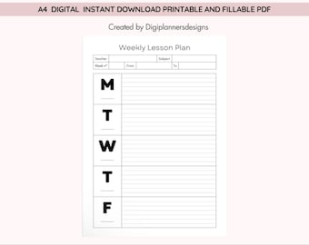 Weekly Lesson Plan Template, Homeschool Teacher Planner, Lesson Planning Sheet, Curriculum Organizer, Teaching Schedule, Education Planner