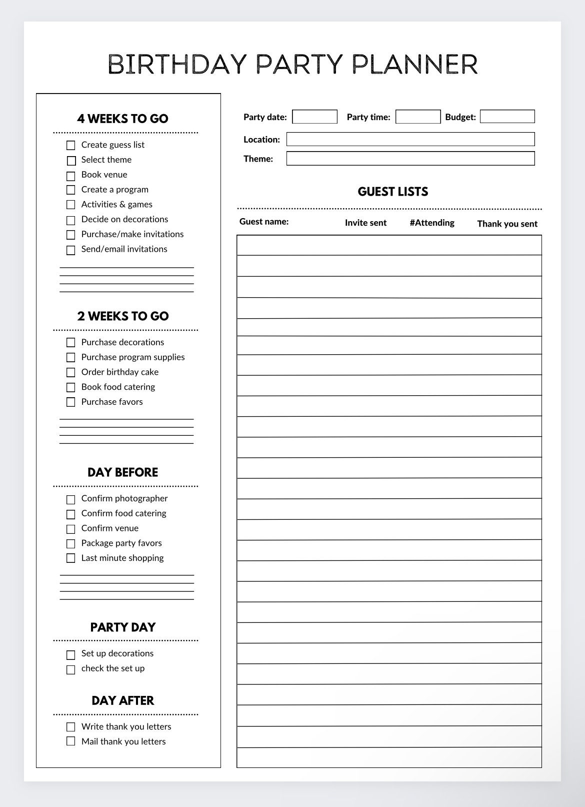 birthday-planner-party-planner-event-organizer-event-planning-party-checklist-guest-list-tracker-party-planner-party-planning-party-list-etsy for Free Printable Party Planning Worksheet Birthday Planner,party Planner,event Organizer, Event Planning,party Checklist,guest List Tracker,party Planner, Party Planning,party List - Etsy for Free Printable Party Planning Worksheet