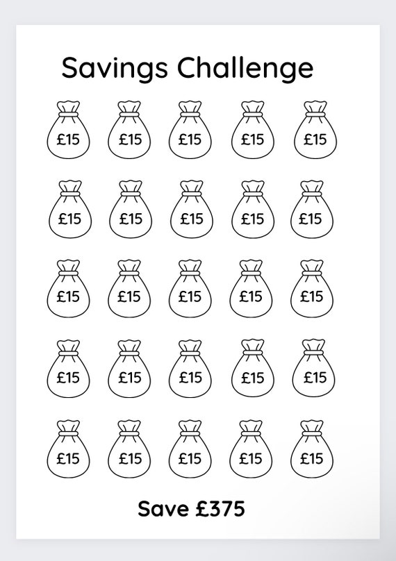 Défi de 15 livres, défi d'épargne, économies d'argent, défi de