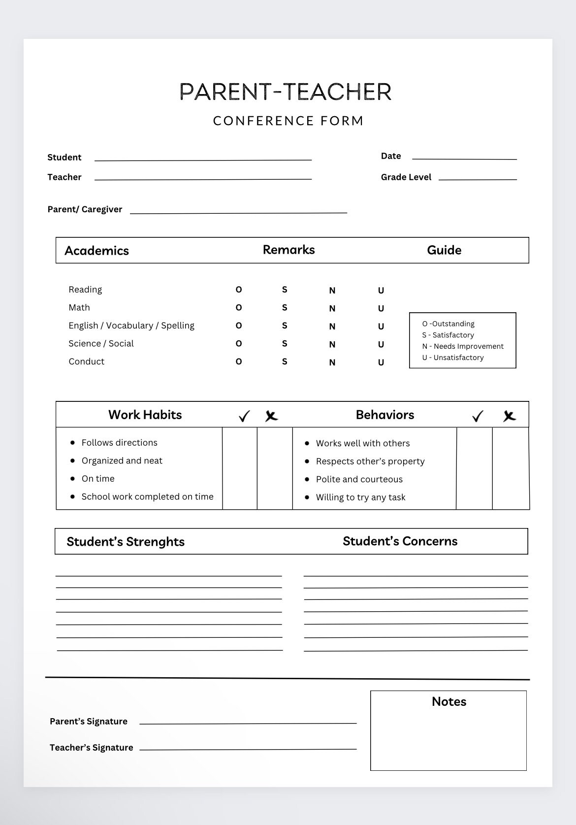 Parent Teacher Conference Form,teacher Planner,teacher Agenda,parent Teacher Conference Template,lesson Planner,class Schedule Template, - Etsy