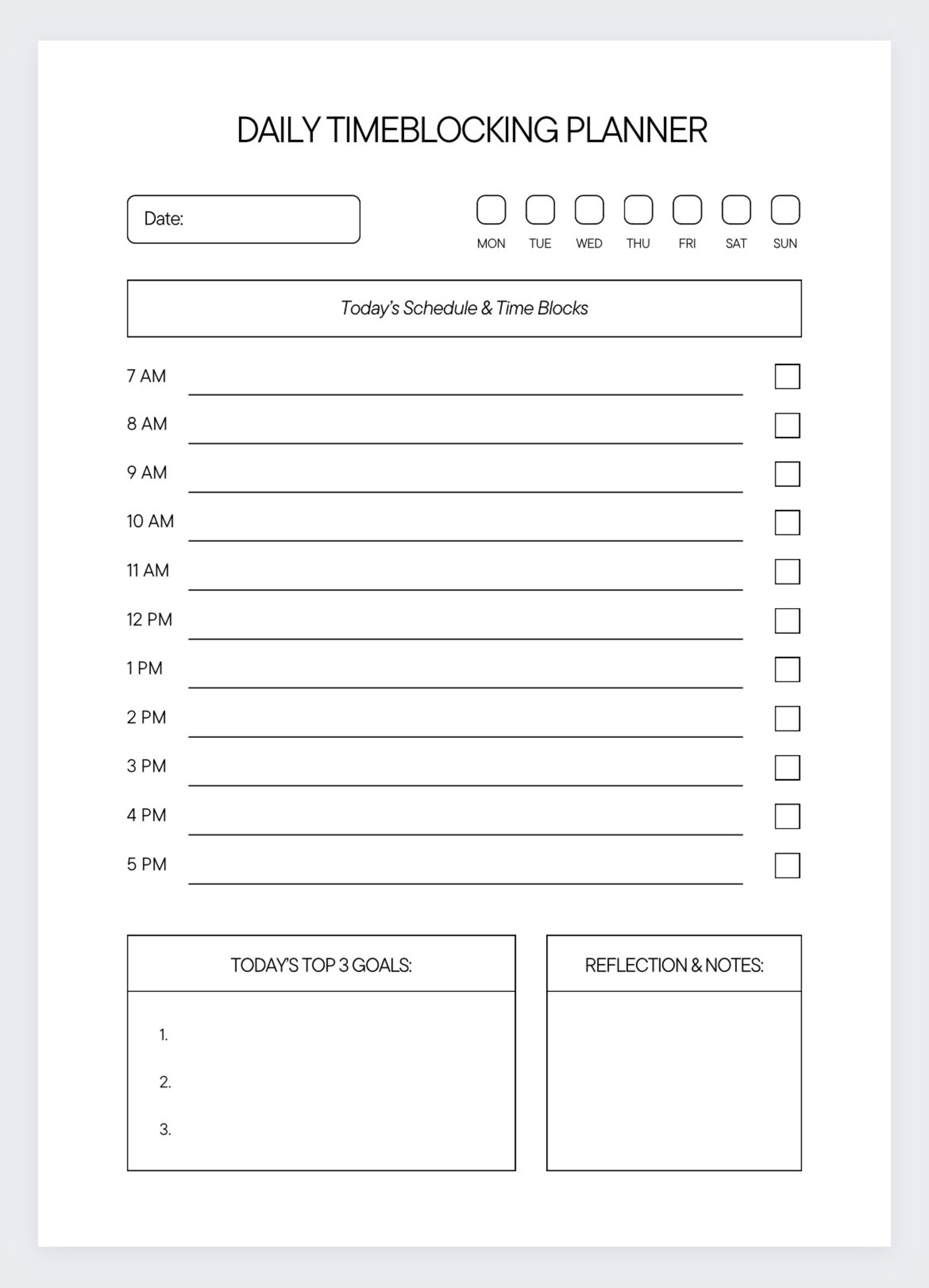 Daily Timeblocking,timeblocking Planner Printable,daily Schedule ...