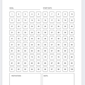 100 Days Challenge,100 Day Challenge Planner Printable,goal Setting ...