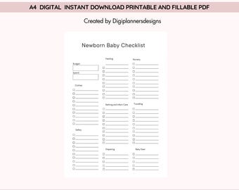 Newborn Baby Checklist Printable, Baby Essentials Planner, Digital Newborn Organizer, Baby Prep Guide, Hospital Bag List, Instant Download