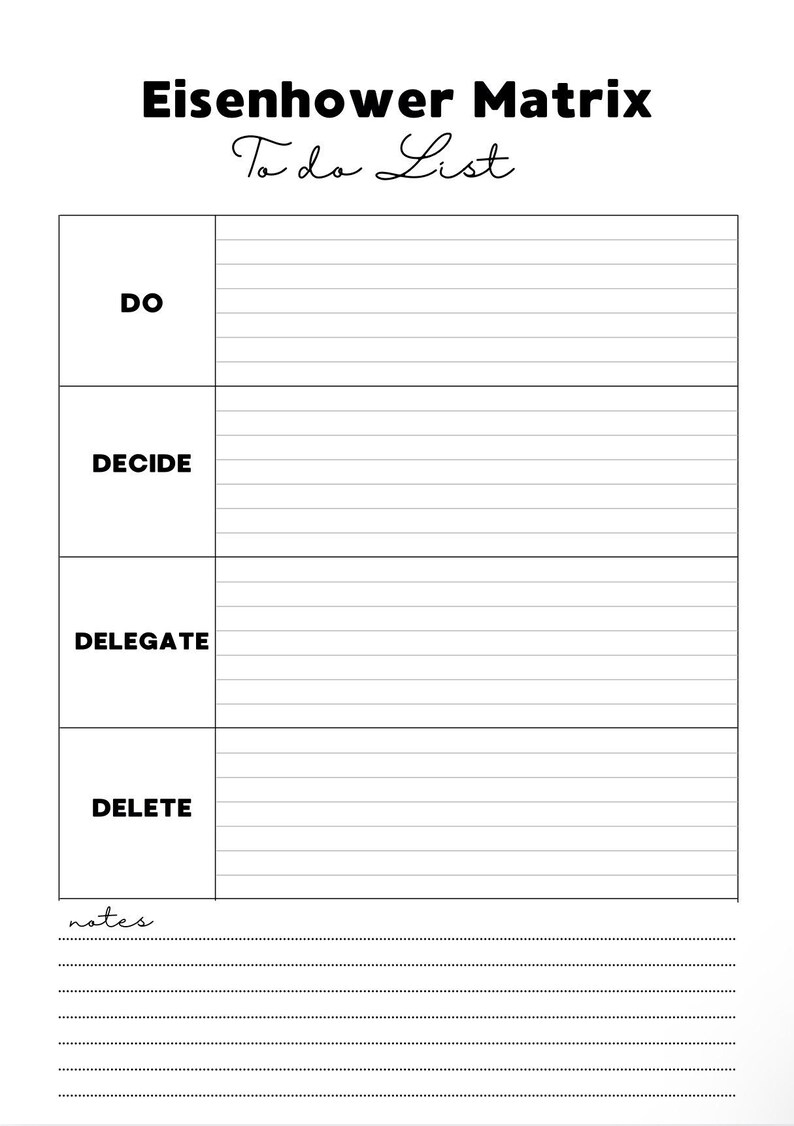 Eisenhower Matrix to Do List, Priority Task Planner Printable,urgent ...