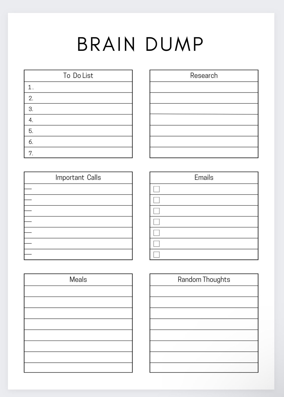 Brain Dump Printable Thought Organizer ADHD Brain Dump - Etsy