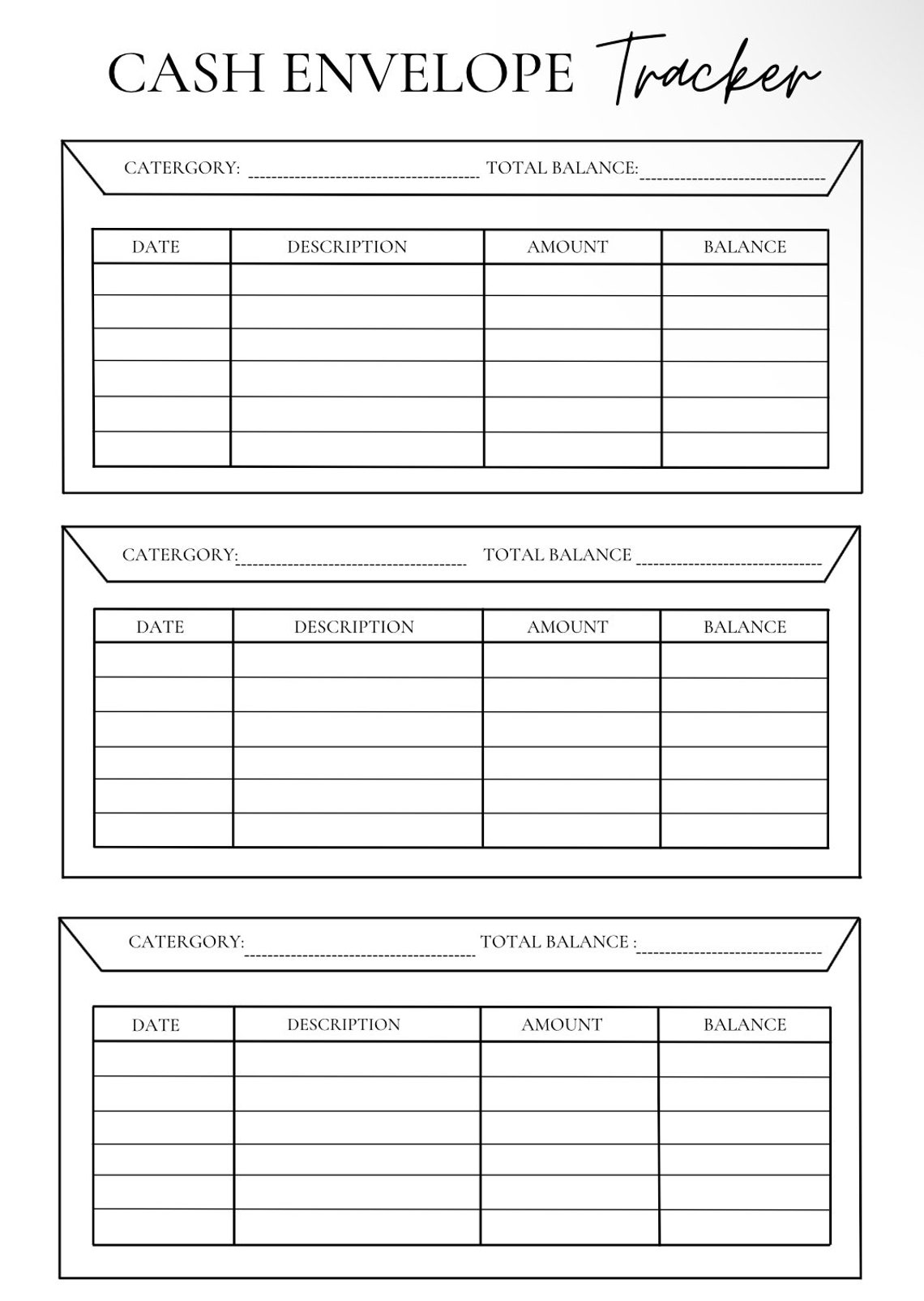 Simple Cash Envelope Tracker Cash Envelope Printable Budget Etsy