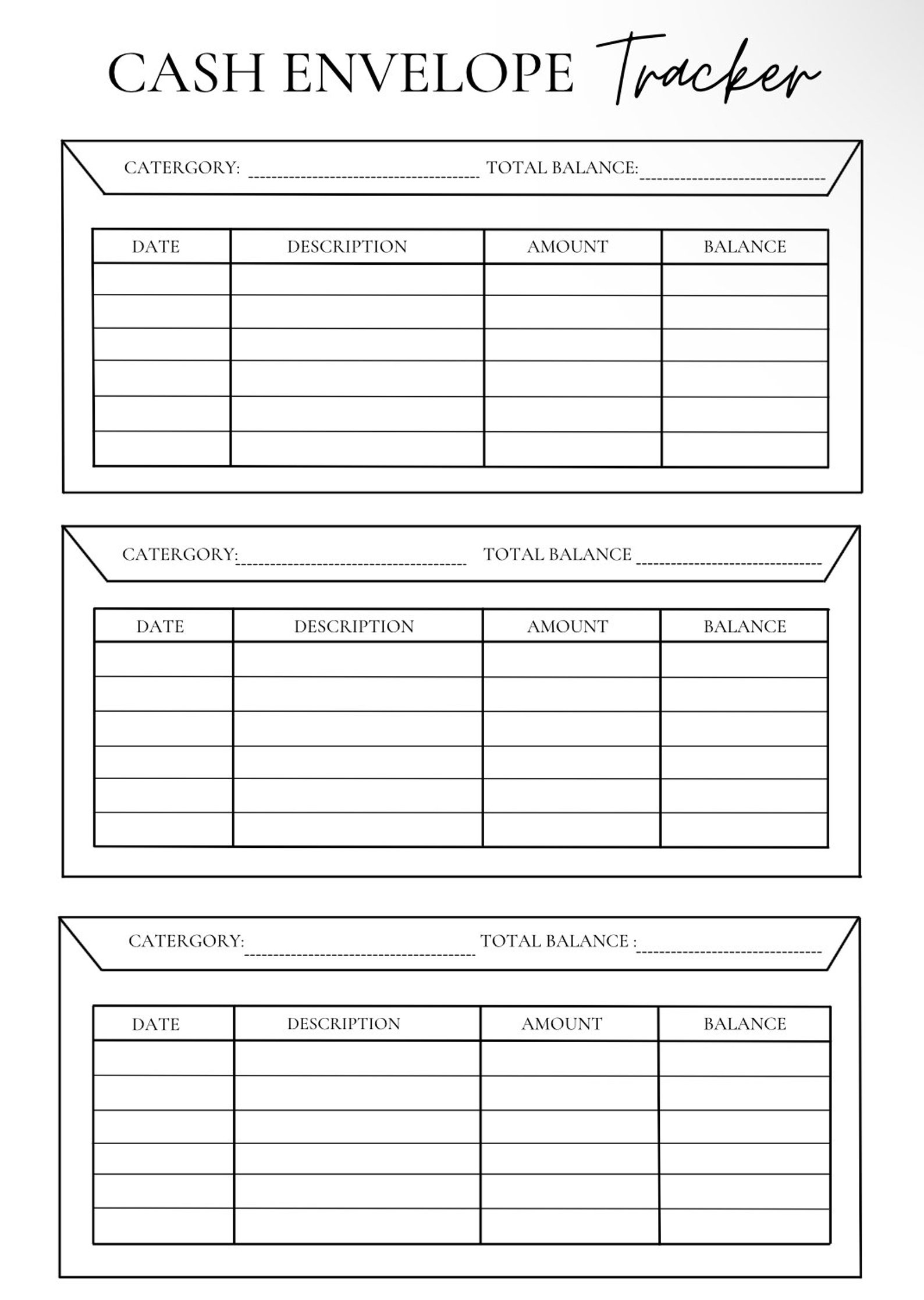 Simple Cash Envelope Tracker Cash Envelope Printable Budget | Etsy