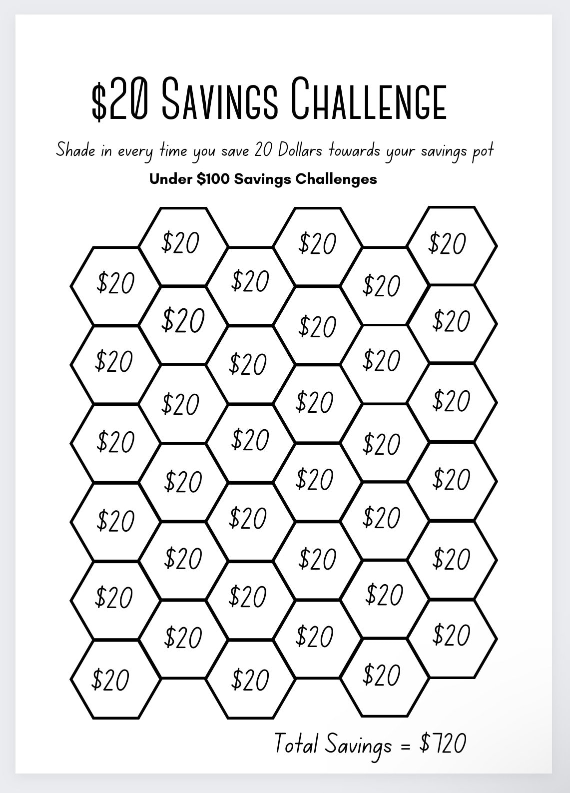 20 Dollar Saving Challenge,savings Box, Savings Jar, Saving Money