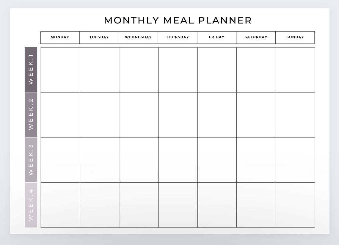 Monthly meal planner, grocery list,meal planning template,meal prep,menu  planner,meal planner template,meal planner,meal planning pdf - etsy