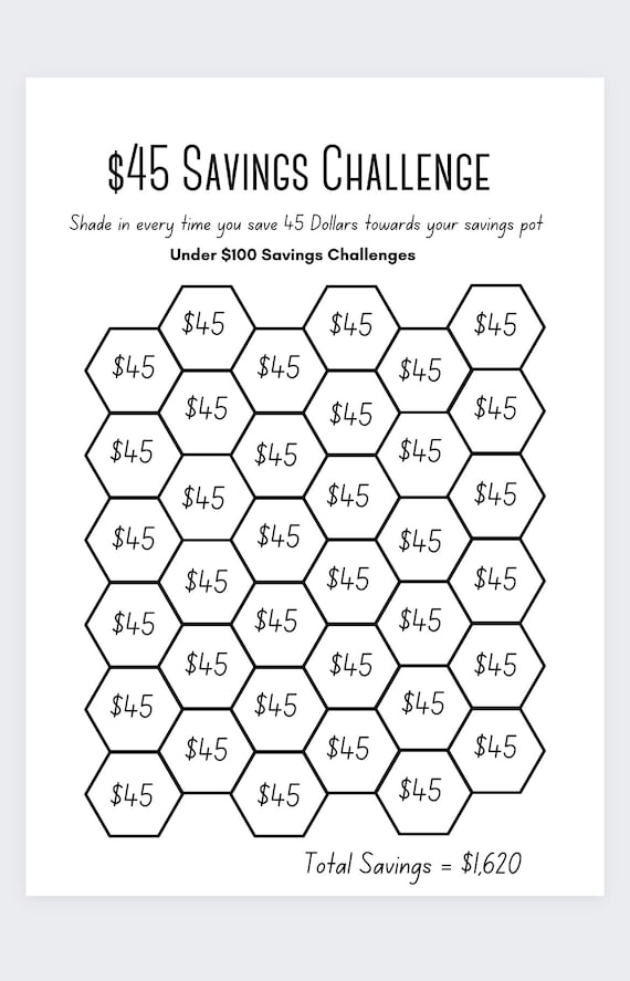 45 Dollar Saving Challenge,savings Box, Savings Binder, Savings