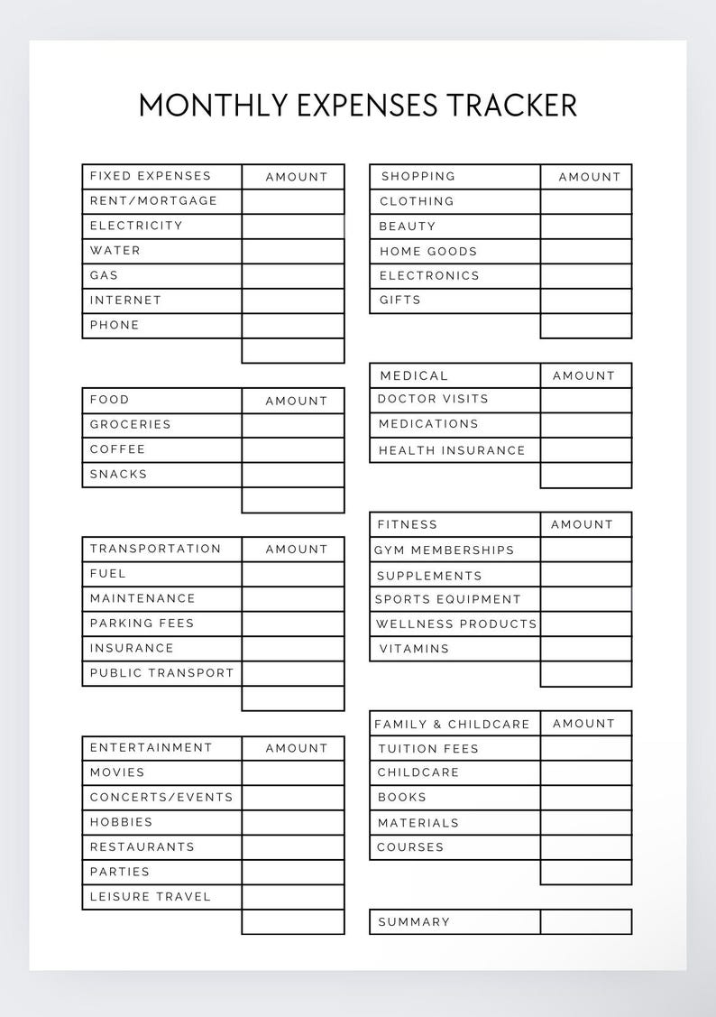 monthly-expense-breakdown-planner-financial-planning-paycheck-budget