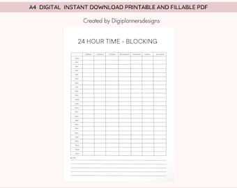 Blocco temporale 24 ore, pianificatore settimanale, programma settimanale, programma orario, blocco temporale, orario, pianificatore giornaliero, pianificatore giornaliero a blocchi temporali