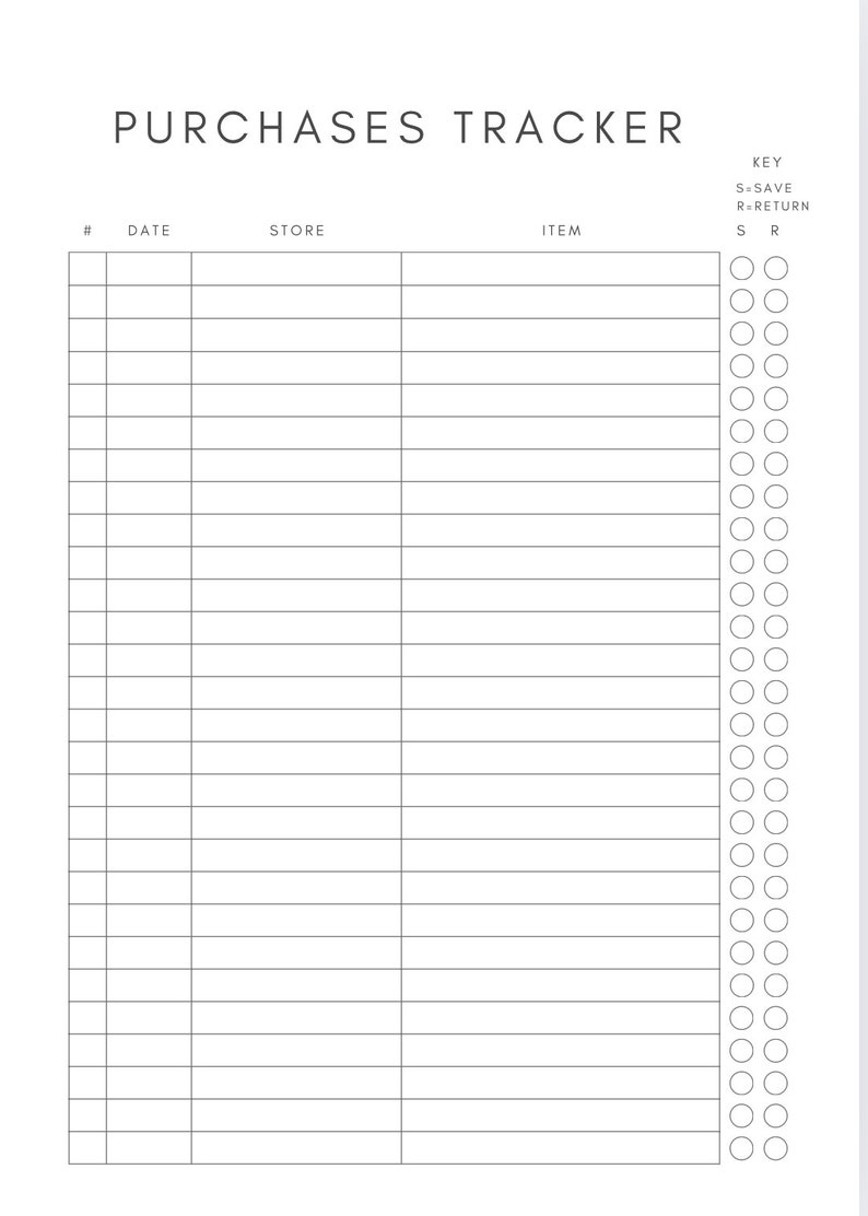 Purchase Tracker Form.pdf Online Shopping Tracker: Printable Purchase Log (PDF) - Etsy Canada