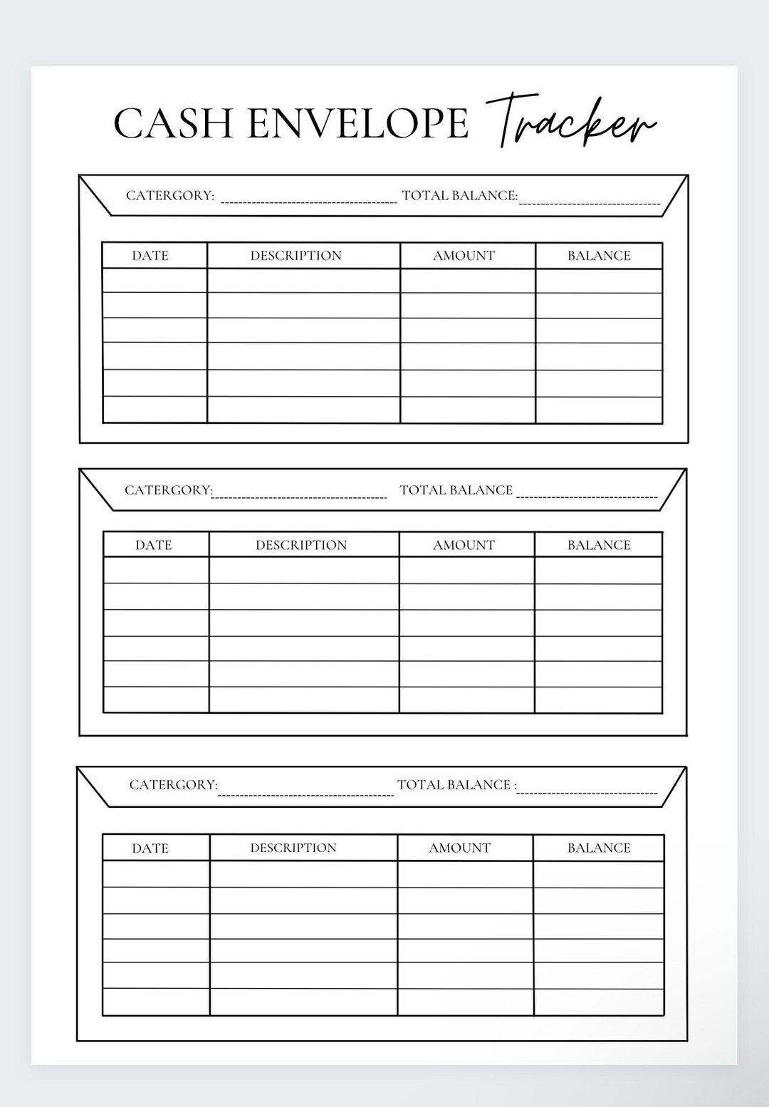 simple-cash-envelope-tracker-cash-envelope-printable-budget-tracker-spending-planner-expense-tracker-etsy