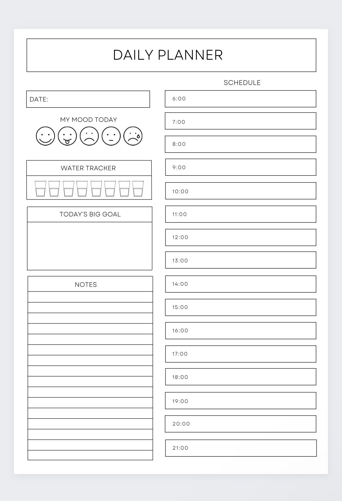 daily-schedule-planner-hourly-planner-desk-planner-daily-routine-daily-planner-print-daily-planner-daily-schedule-minimalist-daily-etsy