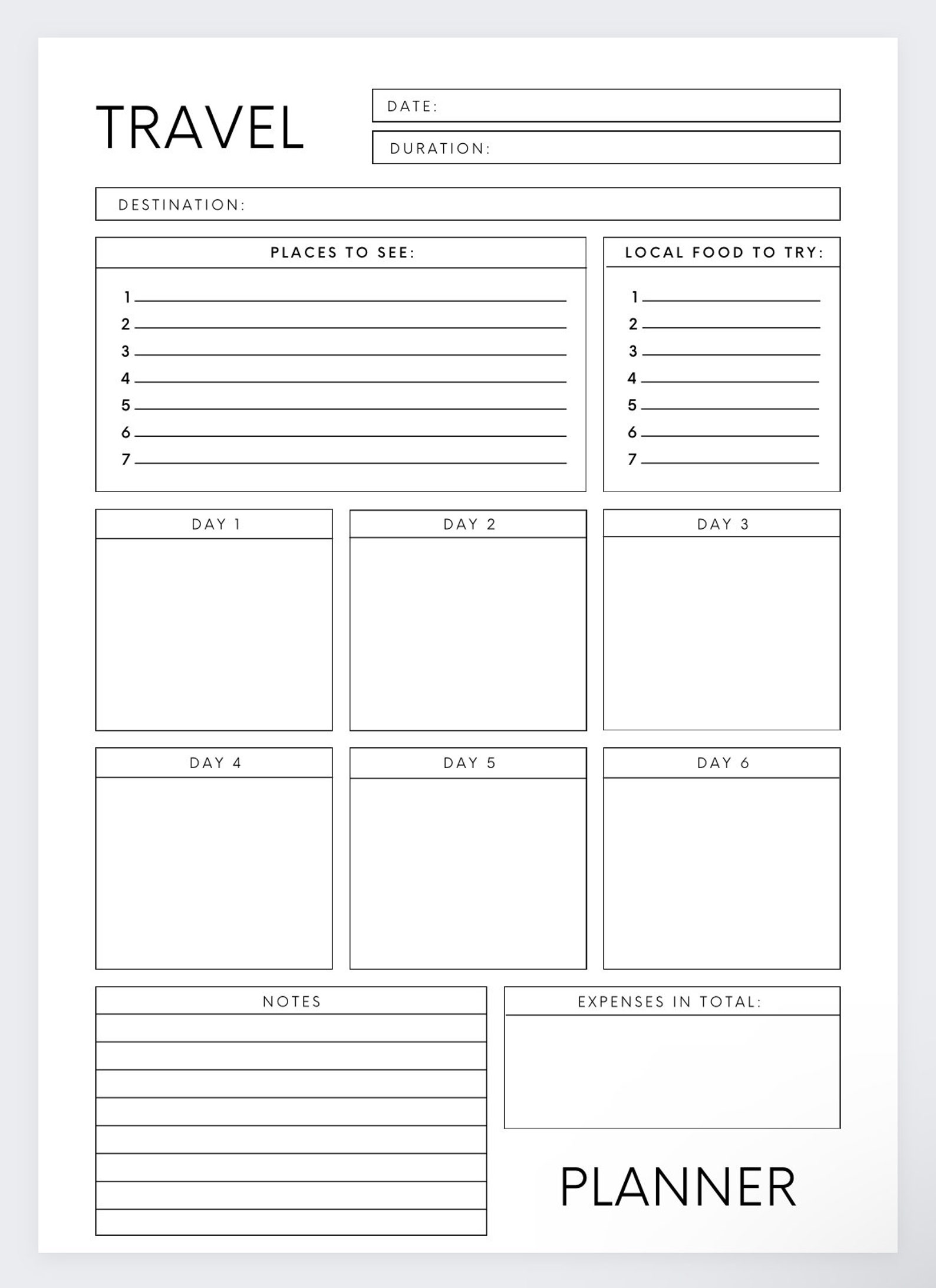 Travel day to day planner vacation planner travel planner travel travel