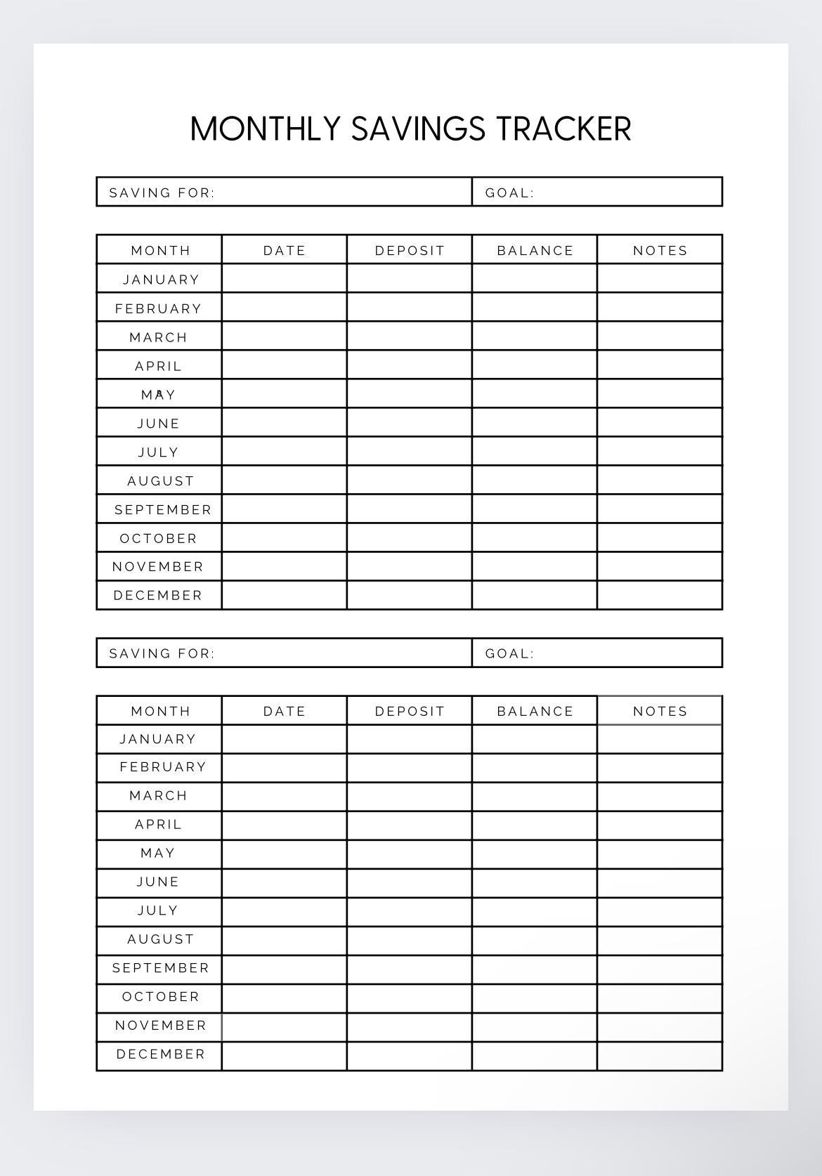 Monthly Savings Tracker Printable PDF, Money Saving Log, Budget Planner ...