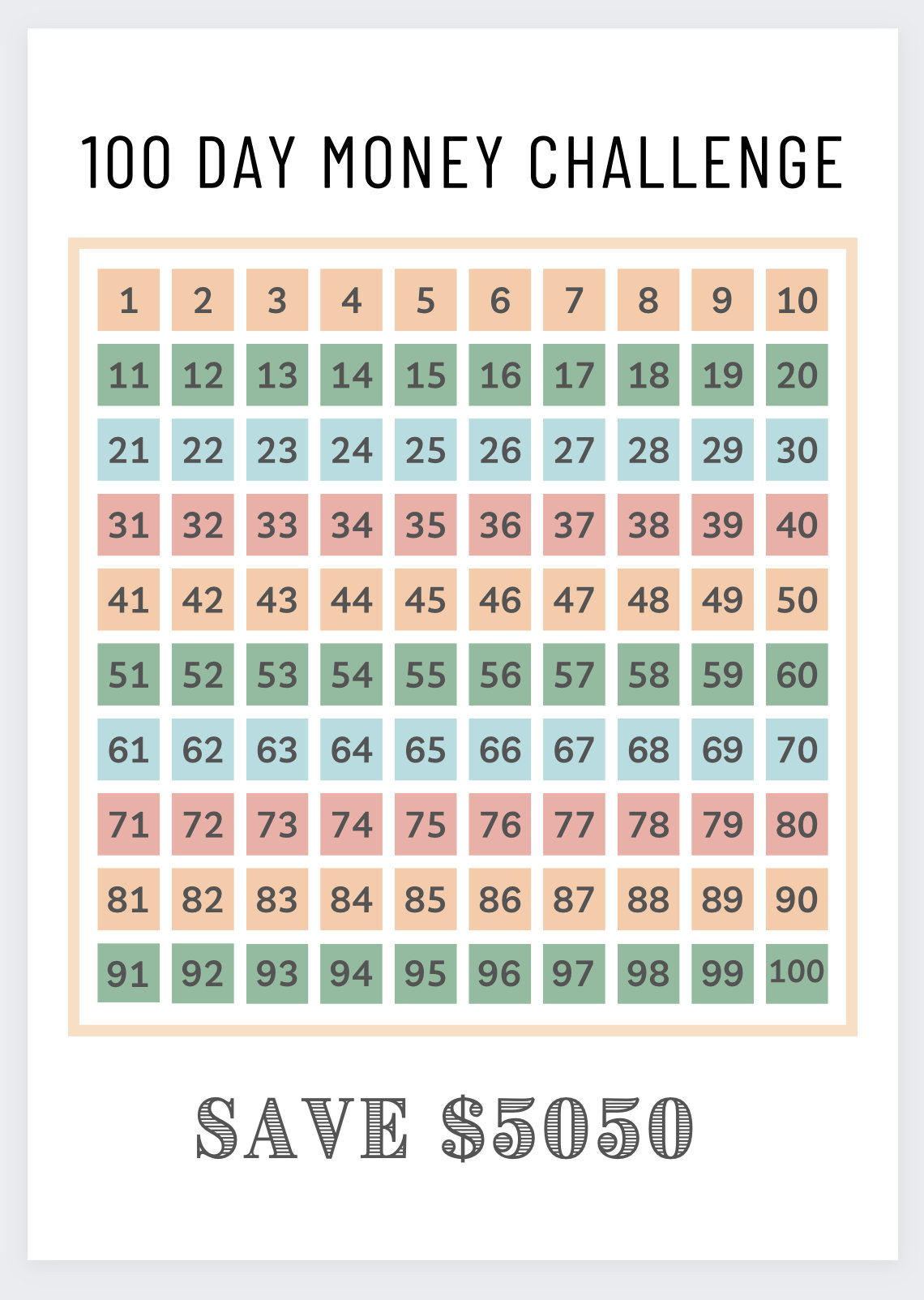 100days saving challenge スクエア 即購入OK 100 Day Money Challenge,money Challenge,savings Challenge,3