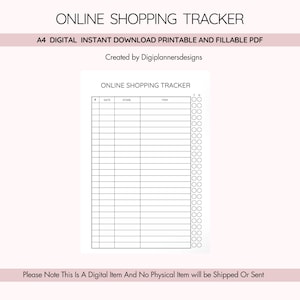 Online Shopping Tracker,Tracking Tool Organizer,Online Purchase Planner,Online Purchase Tracker,Online Spending Planner,Delivery Tracker