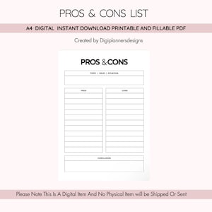 Pros and Cons List, Decision Making Worksheet, Choice Comparison Sheet, Evaluate Options Planner, Decision Log, Problem Solving Organizer
