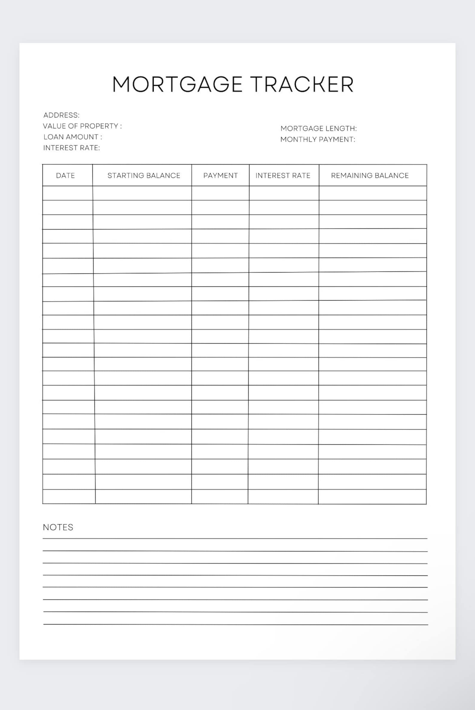 Mortgage Tracker,mortgage Log,mortgage Planner,mortgage Template ...