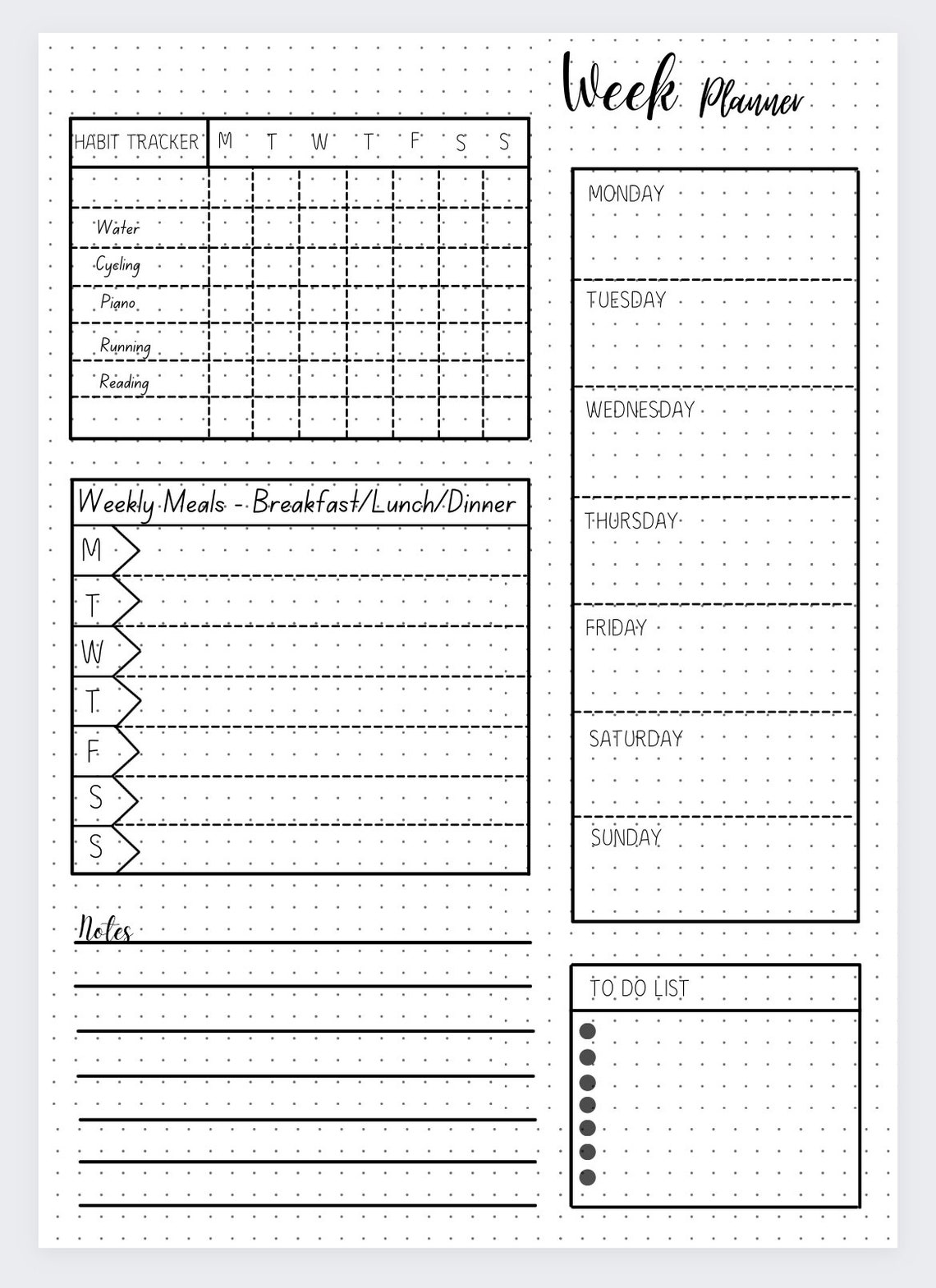 Weekly Planner Weekly Organizer Planner Insert Happy - Etsy