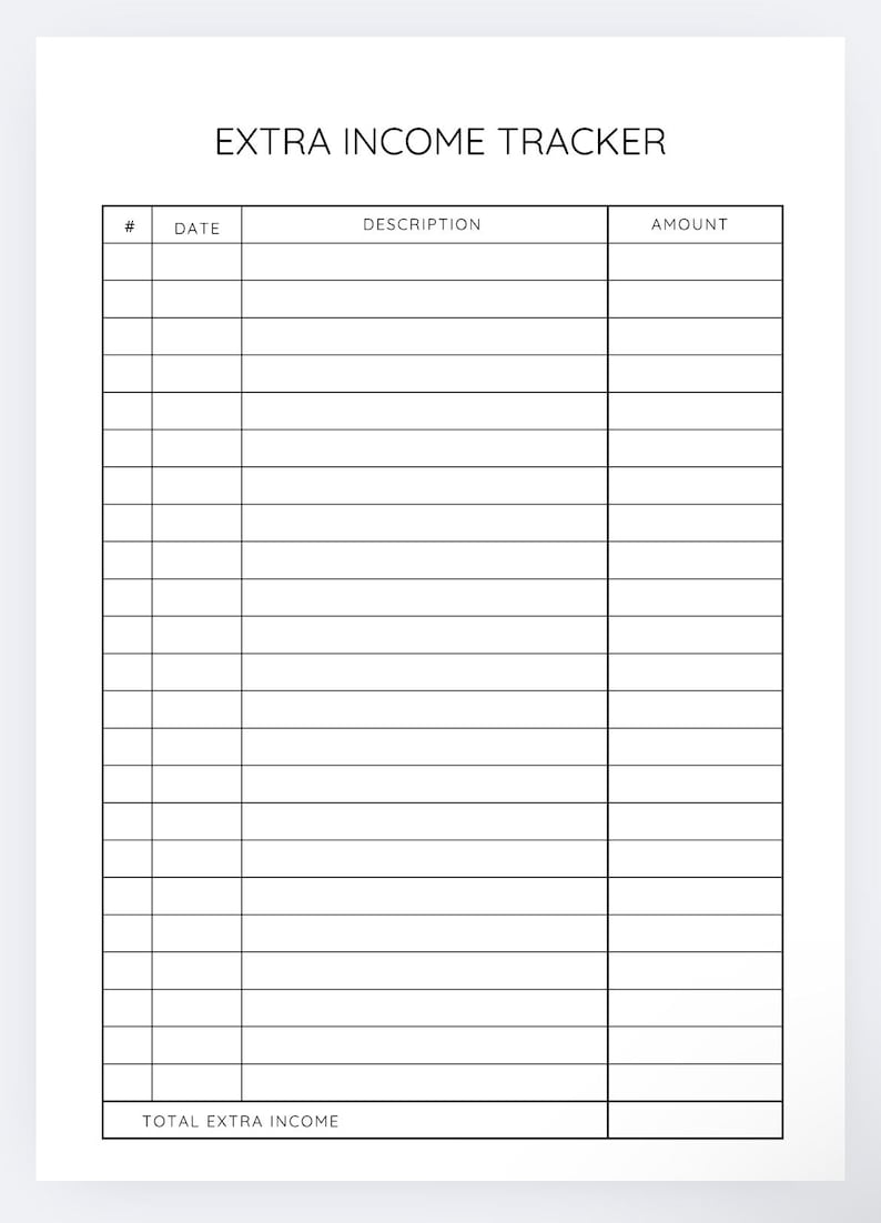 Additional Income Report Extra Income Tracker,side Hustle Earnings Log,freelance Income Planner ...