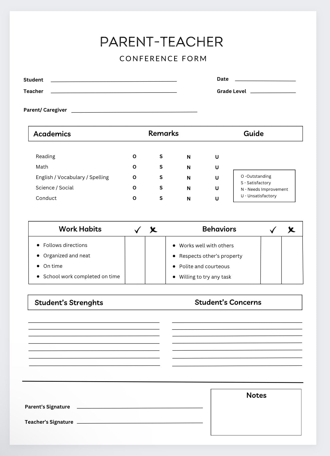 parent-teacher-conference-form-teacher-planner-teacher-agenda-parent-teacher-conference-template-lesson-planner-class-schedule-template-etsy
