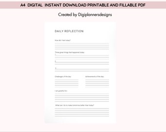 Tagebuch zum ausdrucken, Selbstreflexions-Planer, Achtsamkeitstagebuch, Notizbuch für persönliches Wachstum, Dankbarkeits- und Ziel-Tracker PDF