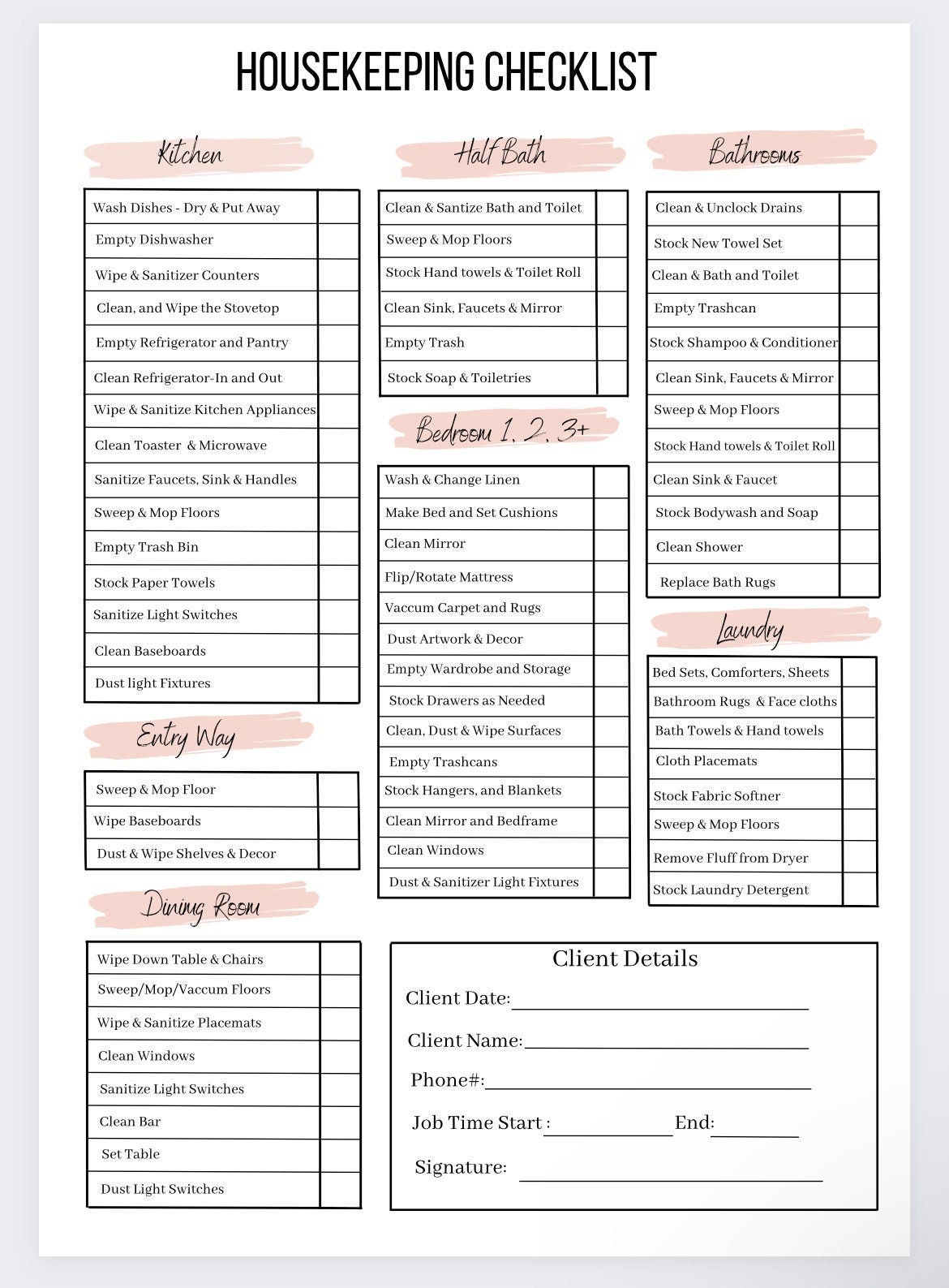 housekeeping-checklist-airbnb-cleaning-checklist-housekeeping-cleaning-planner-proffesional-cleaning-housekeeper-print-airbnb-cleaning-etsy