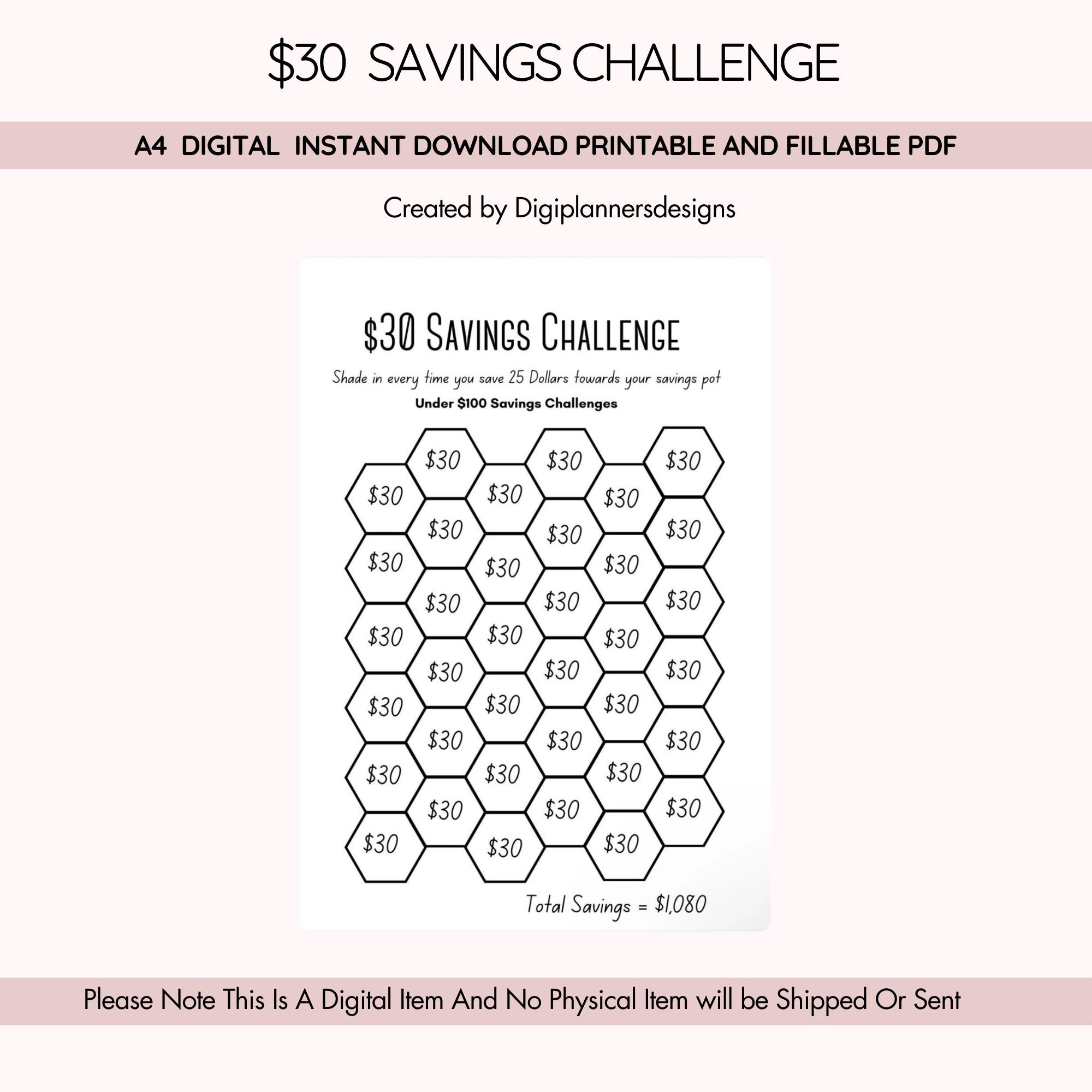 30 Dollar Saving Challenge,savings Box, Savings Binder, Savings